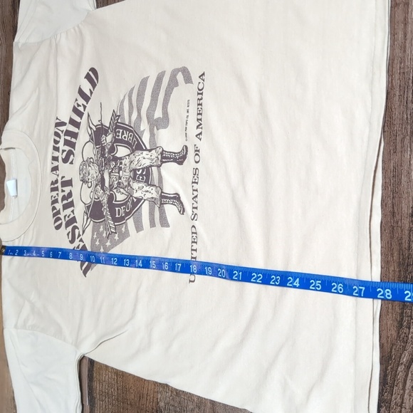 Vintage 1990 Operation Desert Shield Single Stitch T-shirt Size Large In Khaki - Picture 8 of 10